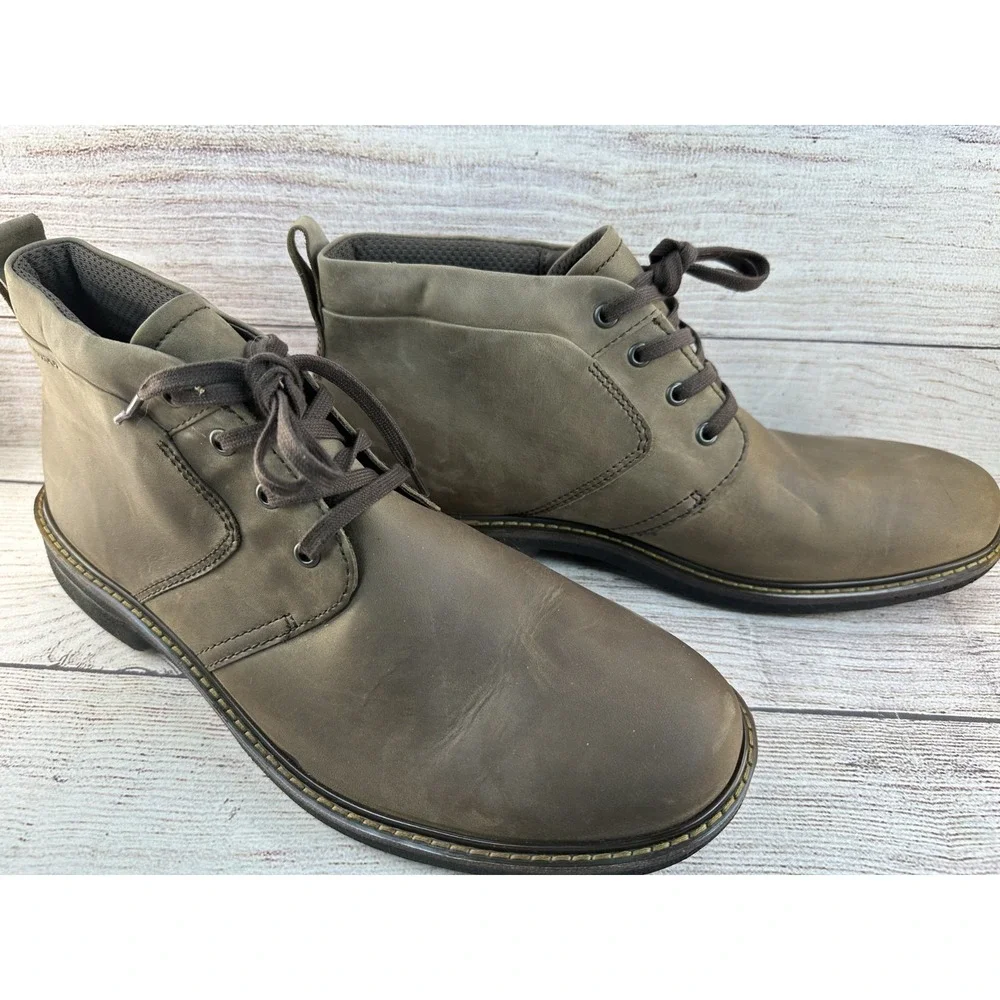 ECCO Men's Coffee Nubuck Turn II Waterproof Lace Chukka Boots Size 11-11.5 EU 45